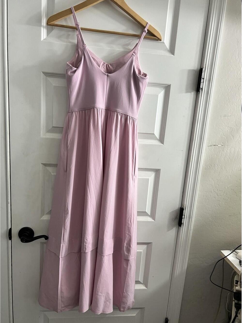 Athleta Elation V -Neck Hybrid Midi Active Dress Pink Sz XS - Picture 4 of 9